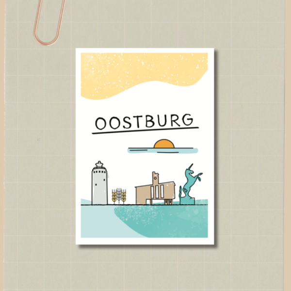 Kaart Oostburg ansichtkaart kaartje kaartenset Zeeland
