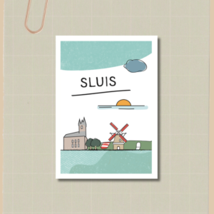 Kaart Sluis ansichtkaart kaartje kaartenset Zeeland
